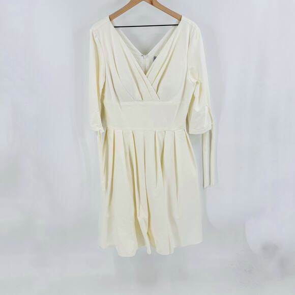 Unique Vintage Plus Size 1950s Ivory Delores Swing Dress with Sleeves - Picture 12 of 12